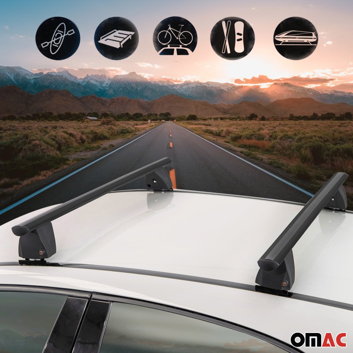 Mercedes-Benz GLC Roof Rack Cross Bars - Omac - Delta FP - Black - '20-'23